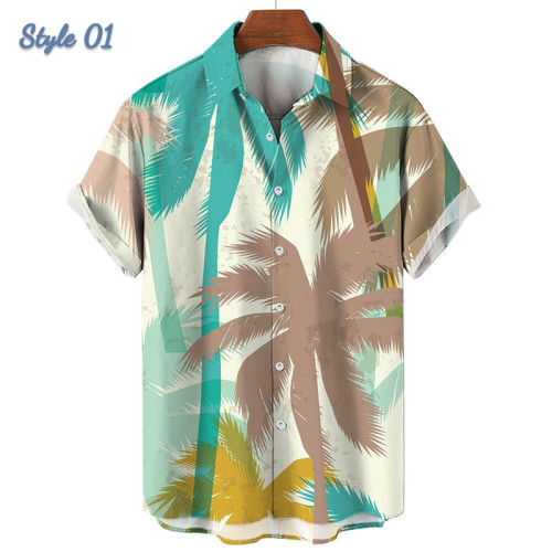 Summer Coconut Tree - Mens Floral Hawaiian Shirts | Short Sleeve Button Down Beach Shirts