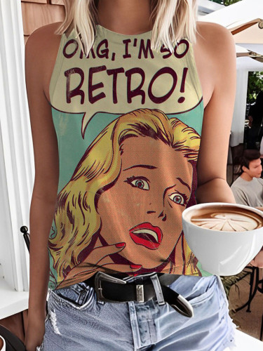 OMG，I'M SO RETRO-Women's Print Vest