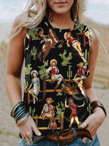 Cowgirl & Horse-Women's Print Vest