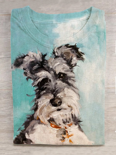 Cute oil painting style Schnauzer  |  Unisex T-SHIRT