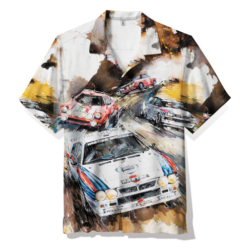 NASCAR-Watercolor style Rally Sports Cars | Hawaiian Shirt