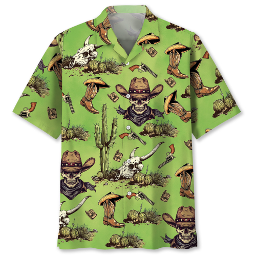 COWBOY SKULL CACTUS | Unisex Hawaiian Shirt