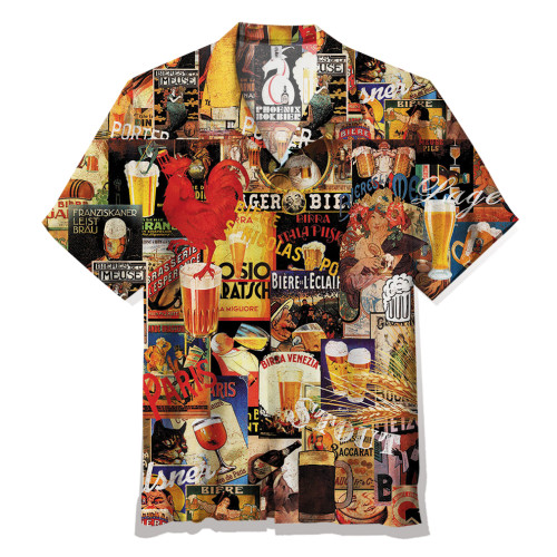 VINTAGE BEER COLLAGE | Unisex Hawaiian Shirt