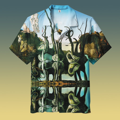 Salvador Dalí - Swans Reflecting Elephants | Unisex Hawaiian Shirt