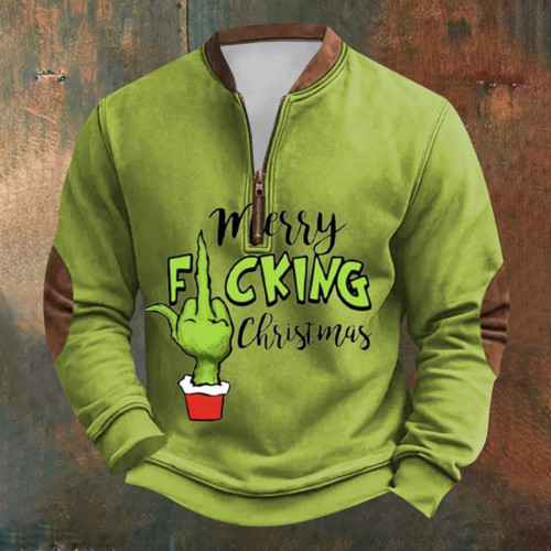 Grinch Zipper crewneck sweatshirt-11 | Men's Sweatshirt