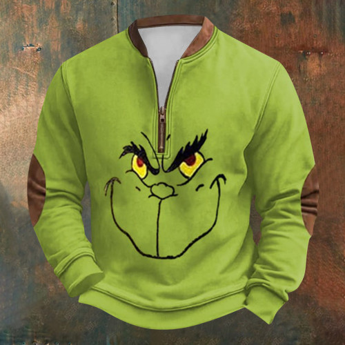 Grinch Zipper crewneck sweatshirt-05 | Men's Sweatshirt
