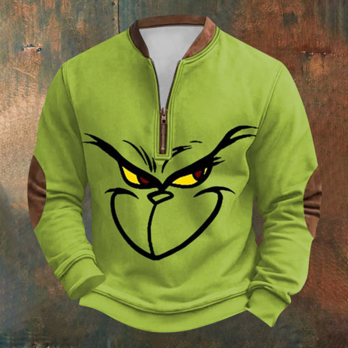 Grinch Zipper crewneck sweatshirt-01 | Men's Sweatshirt