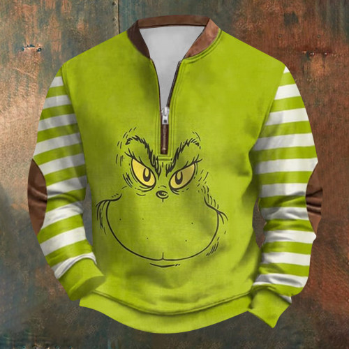 Grinch Zipper crewneck sweatshirt-03 | Men's Sweatshirt