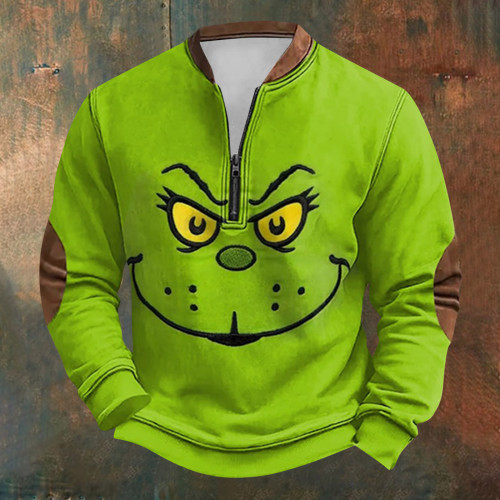 Grinch Zipper crewneck sweatshirt-14 | Men's Sweatshirt