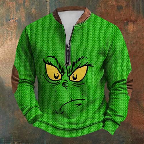 Grinch Zipper crewneck sweatshirt-43 | Men's Sweatshirt