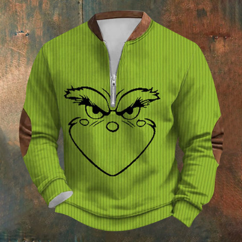 Grinch Zipper crewneck sweatshirt-29| Men's Sweatshirt