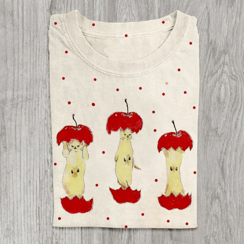 Cute Apple Cat Print | Unisex T-SHIRT