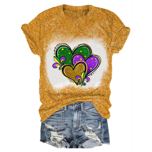 Glitter Mardi Gras Heart Print |  Unisex T-SHIRT