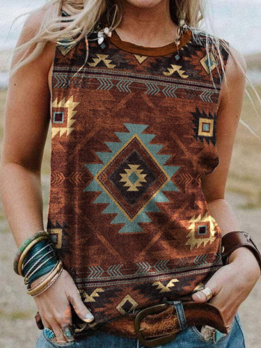 Plaid contrast color-Women's Print Vest