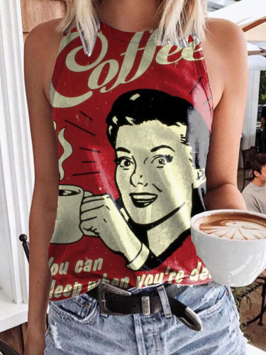 COFFEE-Women's Print Vest