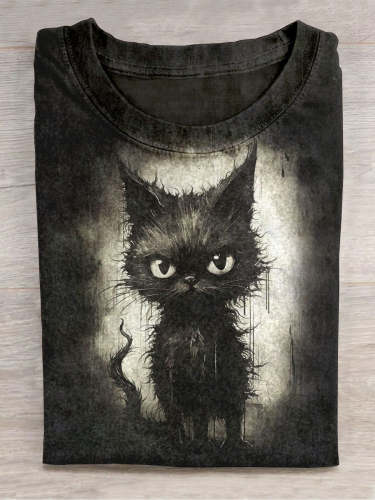 Unisex Cute Cat Abstract Print Design | T-SHIRT
