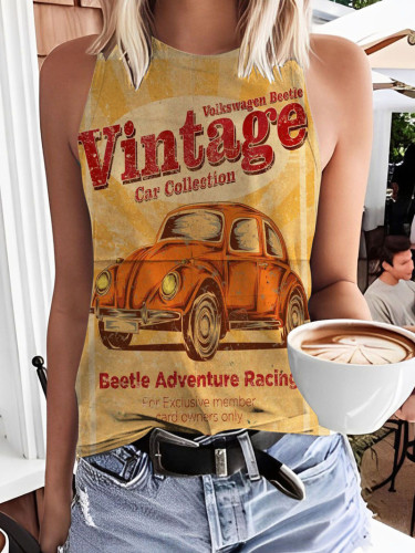 VW Beetle Vintage car collection-Women's Print Vest
