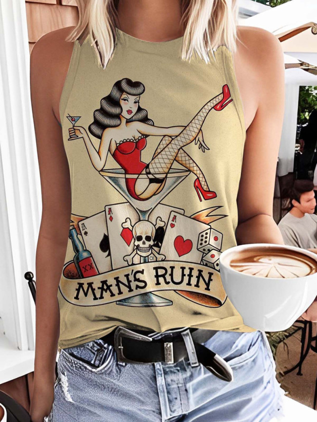 Cocktail woman-Women's Print Vest