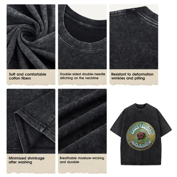 Grateful Dead | Unisex Washed Cotton T-Shirt - Fashion Retro Style, Breathable & Sweat-Wicking