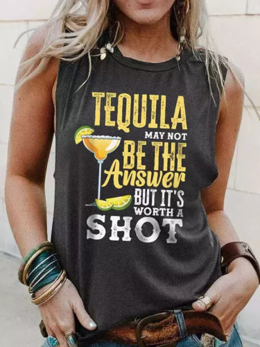 TEQUILA MAY NOT BE THE ANSWER-Women's Print Vest