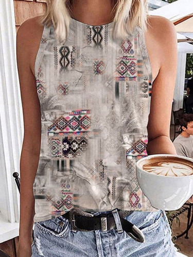 Plaid contrast color-Women's Print Vest