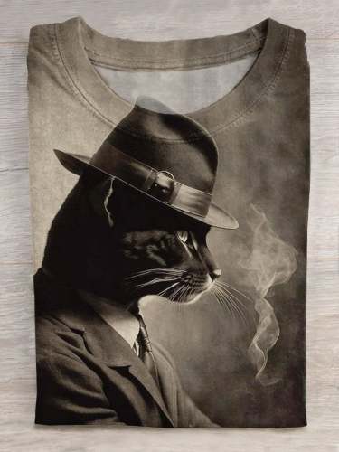 Funny Cat Print Casual | T-SHIRT