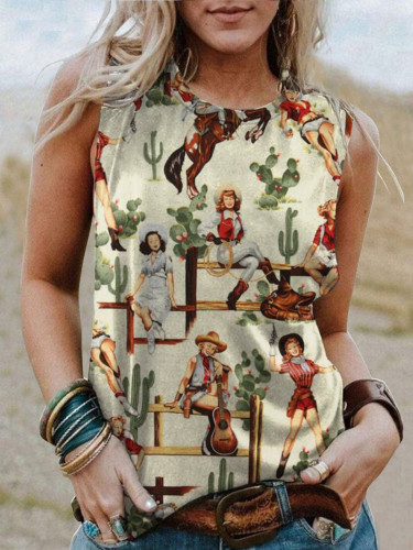 Cowgirl & Horse-Women's Print Vest