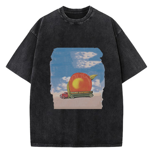 The Allman Brothers “Eat a Peach‘ | Unisex Washed Cotton T-Shirt - Fashion Retro Style, Breathable & Sweat-Wicking