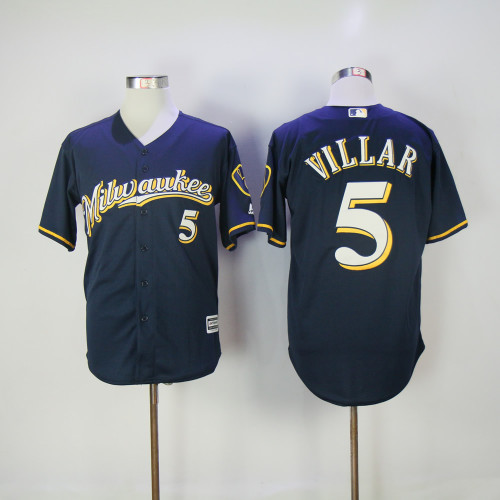 Milwaukee Brewers 5 Jonathan Villar Baseball Jersey Navy Blue Fans
