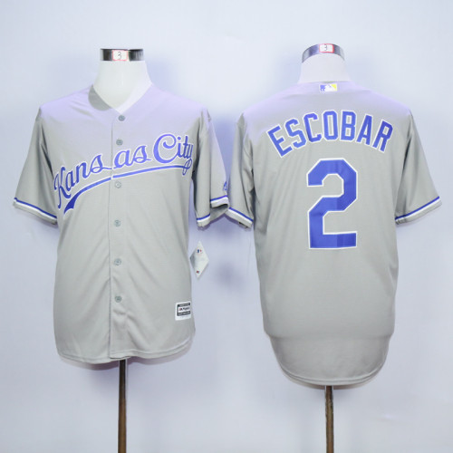 Kansas City Royals 2 Alcides Escobar Baseball Jersey Gray Fans