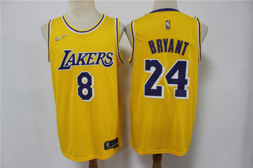 Nike Los Angeles Lakers 8 and 24 Kobe Bryant  Basketball Jersey Yellow 75th Anniversary Edition