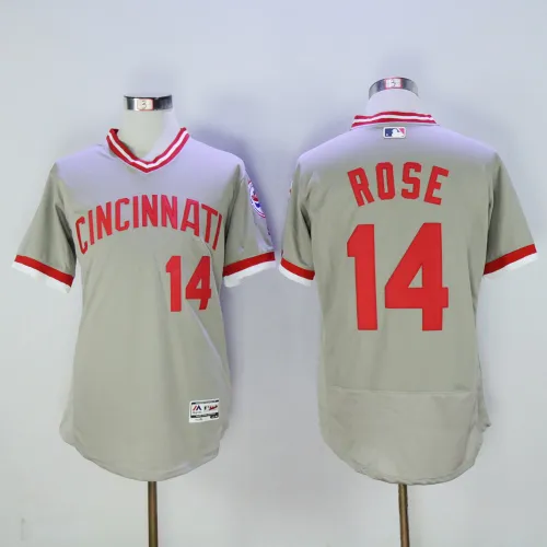 Cincinnati Reds 14 Pete Rose Flexbase Baseball Jersey Gray