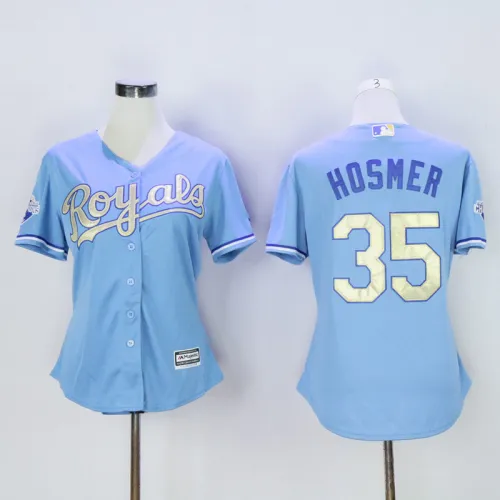 Women Kansas City Royals 35 Eric Hosmer Baseball Jersey Light blue Champion