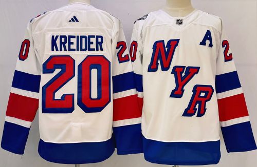 Adidas New York Rangers 20 Chris Kreider Ice Hockey Jersey White