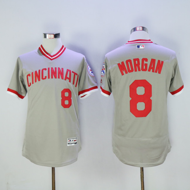 Cincinnati Reds 8 Joe Morgan Flexbase Baseball Jersey Gray