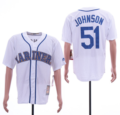 Seattle Mariners 51 Randy Johnson Baseball Jersey White Retro