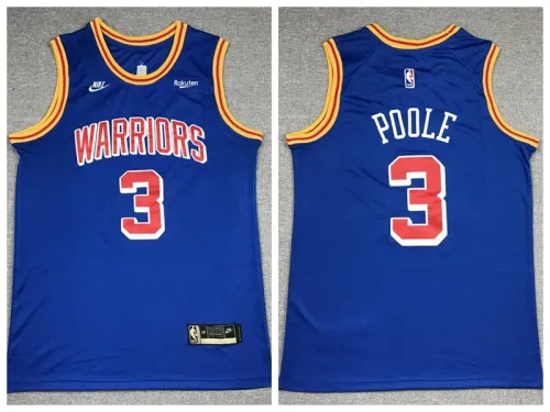 Nike Golden State Warrior 3 Jordan Poole Basketball Jersey Blue Retro