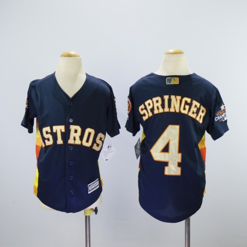 Youth Houston Astros 4 George Springer Baseball Jersey Navy Blue