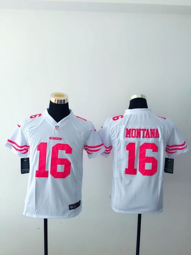 Youth San Francisco 49ers 16 Joe Montana Football Jersey White