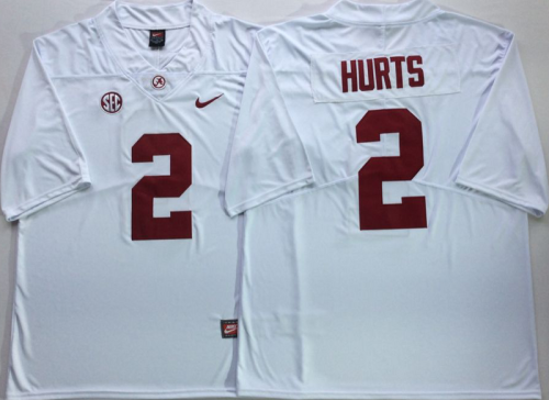Alabama Crimson Tide  2 Jalen Hurts Limited College Football Jersey White