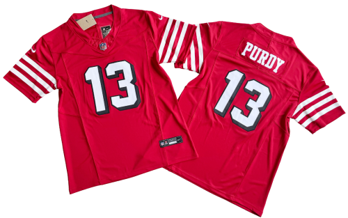 San Francisco 49ers 13 Brock Purdy Football Jersey Red Three Dynasties