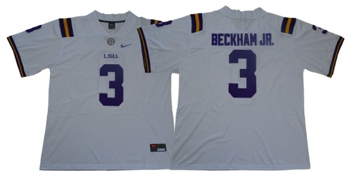 LSU Tigers 3 Odell Beckham Jr. College Limited Football Jersey White