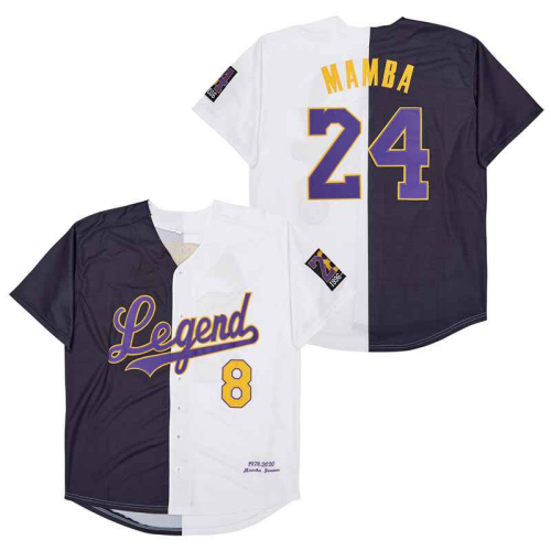 Los Angeles Dodgers 8 And 24 MANBA Baseball Jersey black and white