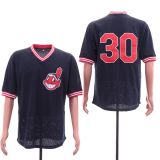 Cleveland indians 30 Joe Carter Baseball Jersey Navy Blue Retro