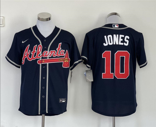 Nike Atlanta Braves 10 Chipper Jones Baseball Jersey Navy Blue Fan