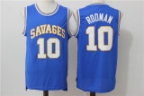 High school 10 Dennis Rodman College Basketball Jersey Blue