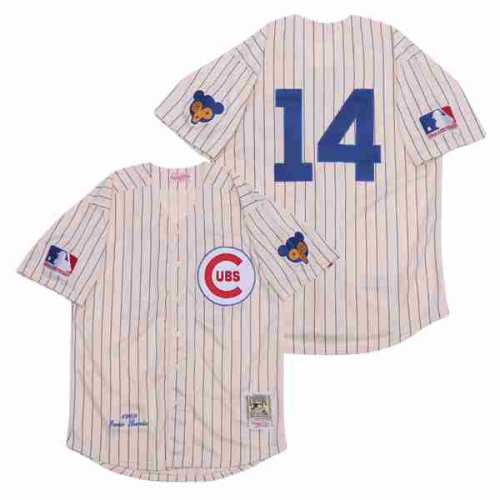 Chicago Cubs 14 Ernie Banks Baseball Jersey Beige Retro