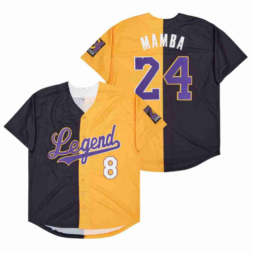 Los Angeles Dodgers 8 And 24 MANBA Baseball Jersey black Yellow