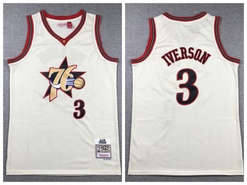 Philadelphia 76ers 3 Allen Iverson Basketball Jersey Cream Retro