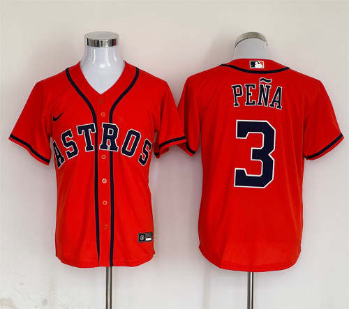 Nike Houston Astros 3 Jeremy Pena Baseball Jersey Orange